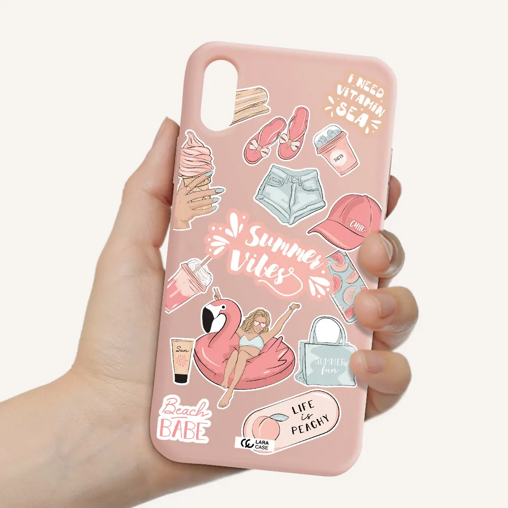 Summer Vibes Sticker Apple iPhone X Silicone pastel pink Case