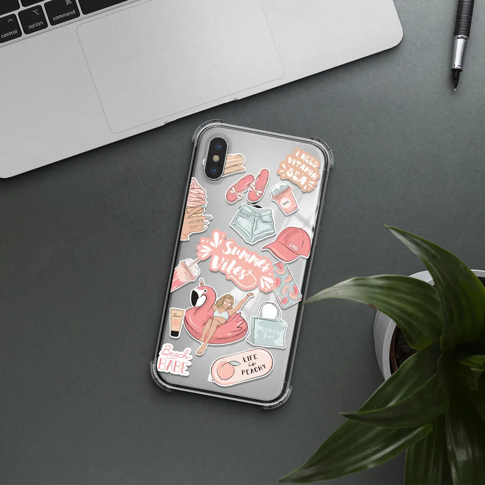 Summer Vibes Sticker Apple iPhone XS Clear PC Case