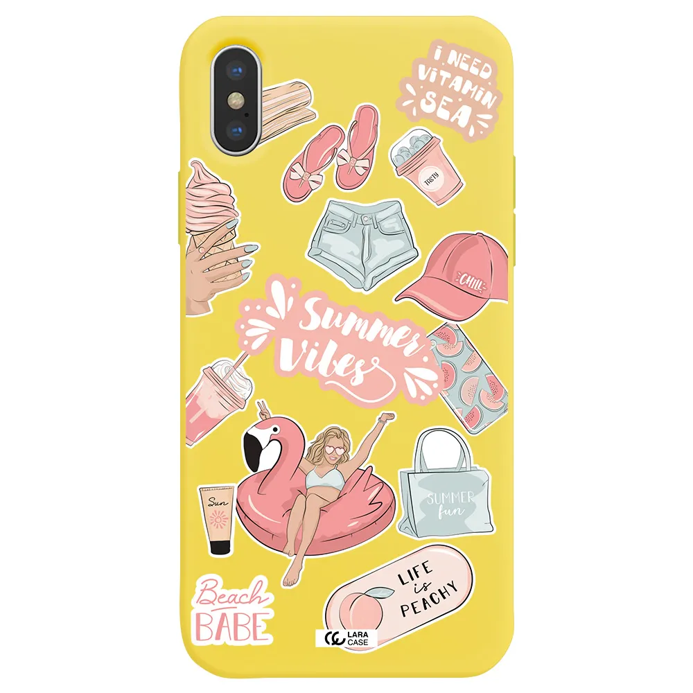 Summer Vibes Sticker Apple iPhone XS Silicone canary yellow Case