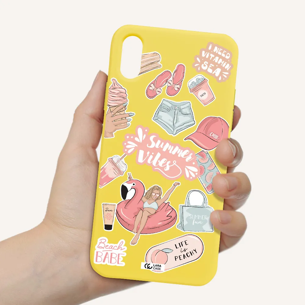 Summer Vibes Sticker Apple iPhone XS Silicone canary yellow Case