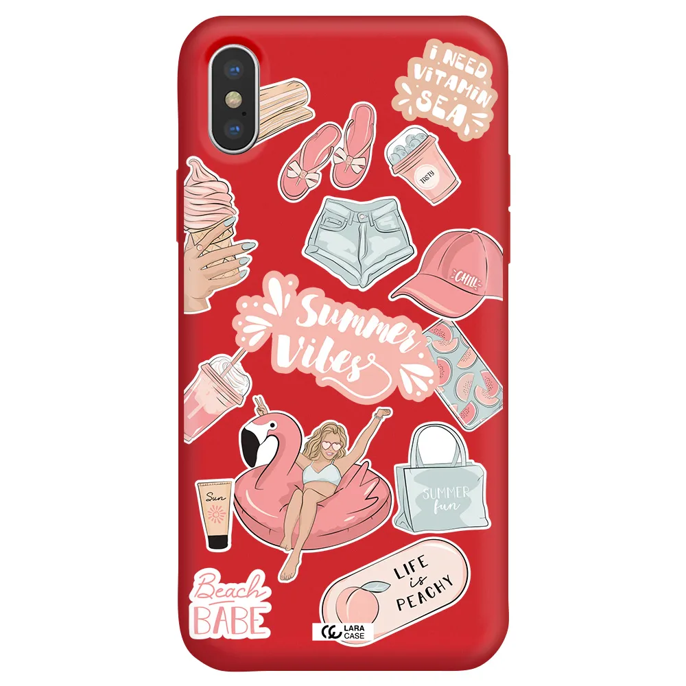 Summer Vibes Sticker Apple iPhone XS Silicone Imperial Red Case