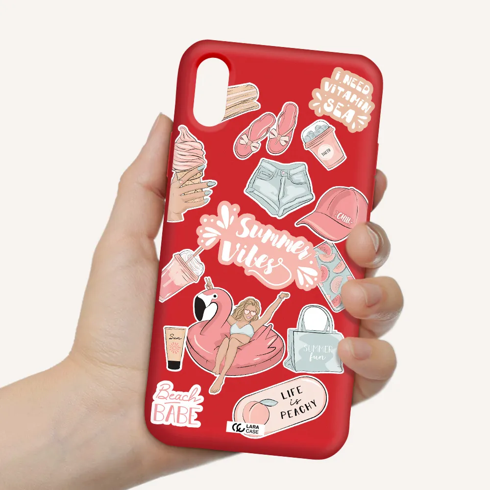 Summer Vibes Sticker Apple iPhone XS Silicone Imperial Red Case