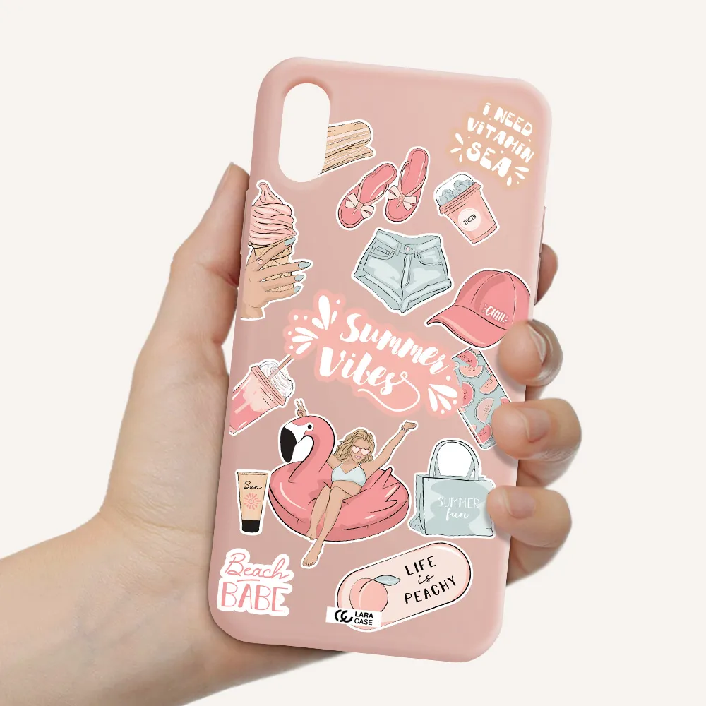 Summer Vibes Sticker Apple iPhone XS Silicone pastel pink Case