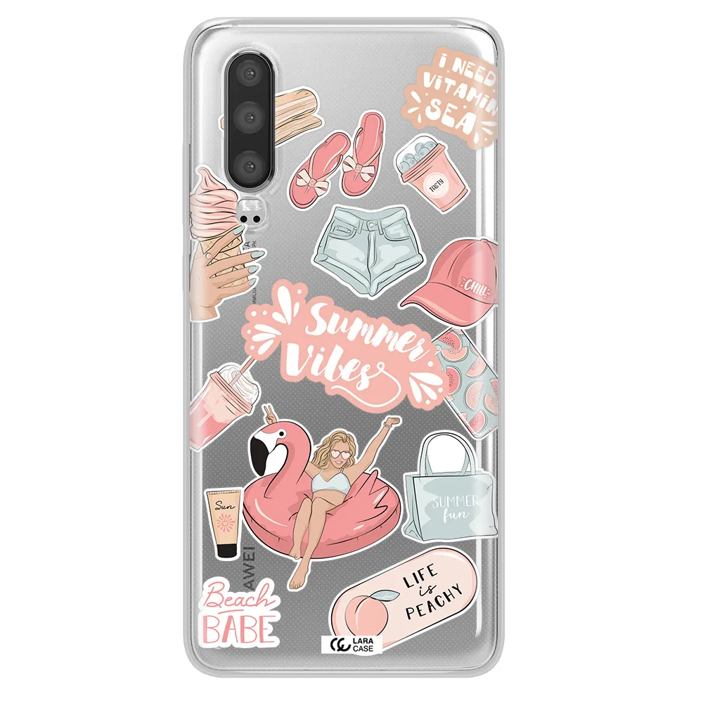 Summer Vibes Sticker Huawei P30 Clear TPU Case