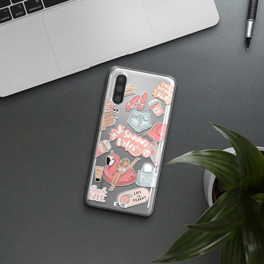 Summer Vibes Sticker Huawei P30 Clear TPU Case