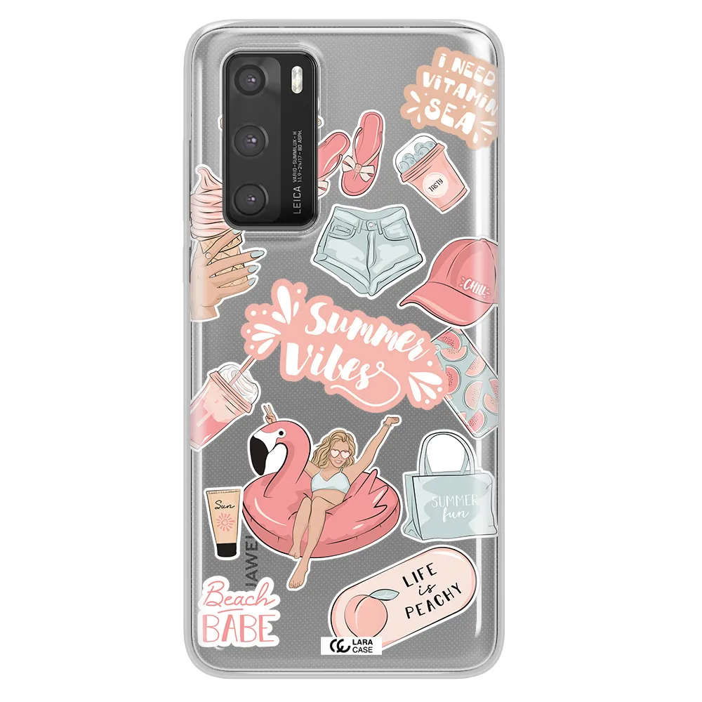 Summer Vibes Sticker Huawei P40 Clear TPU Case