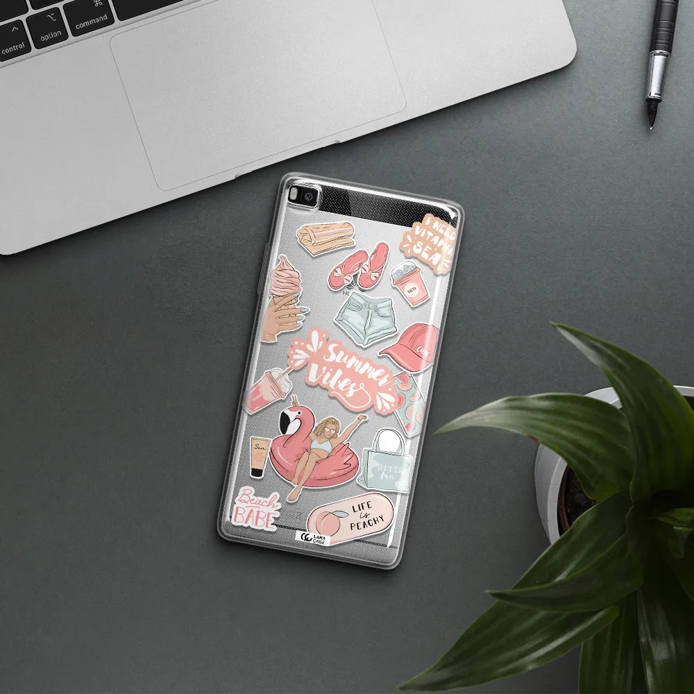 Summer Vibes Sticker Huawei P8 Clear TPU Case