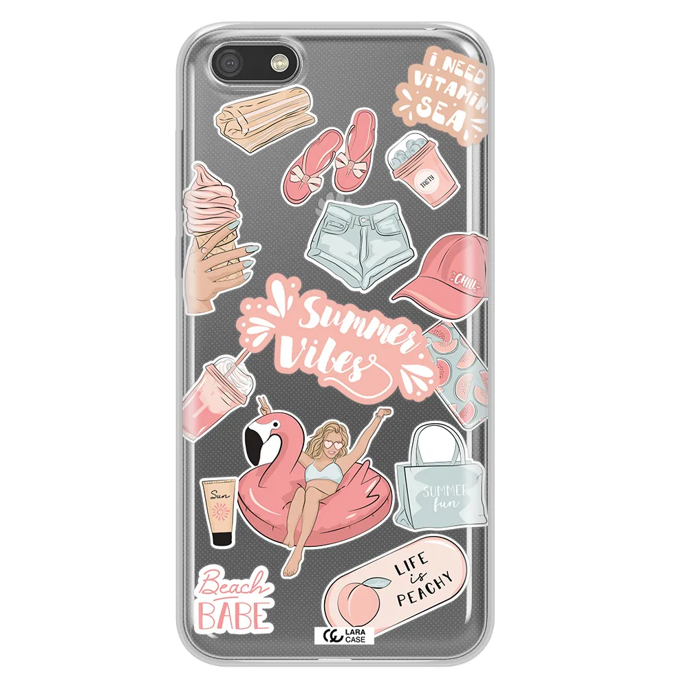 Summer Vibes Sticker Huawei Y5 2018 Clear TPU Case