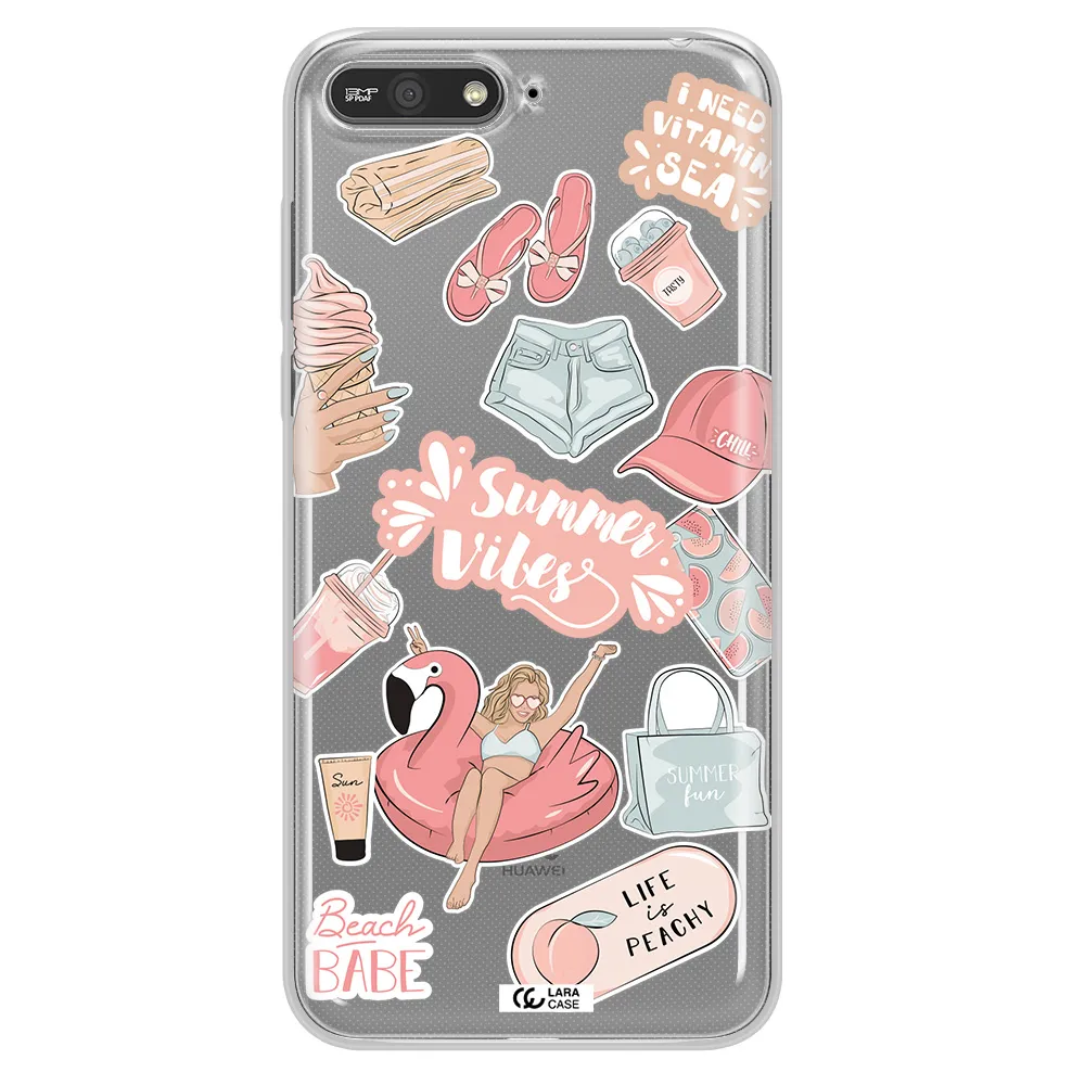 Summer Vibes Sticker Huawei Y6 2018 Clear TPU Case