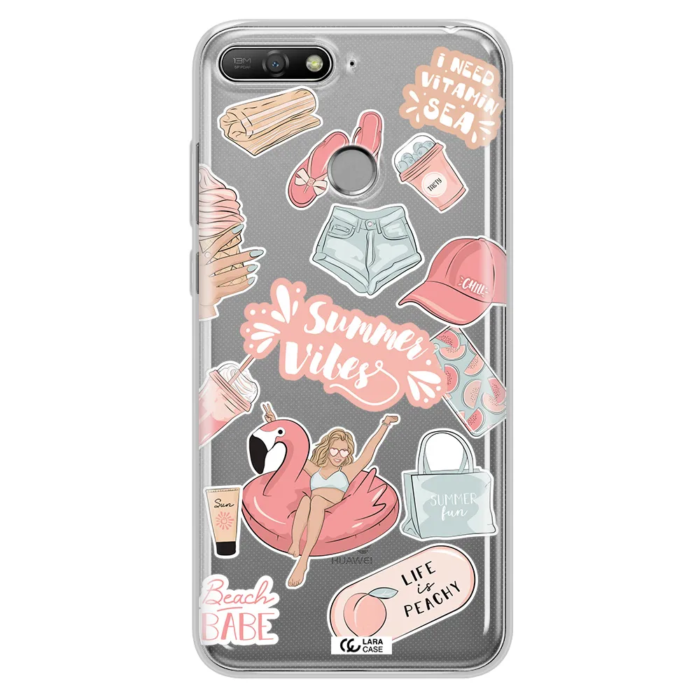 Summer Vibes Sticker Huawei Y6 Prime 2018 Clear TPU Case