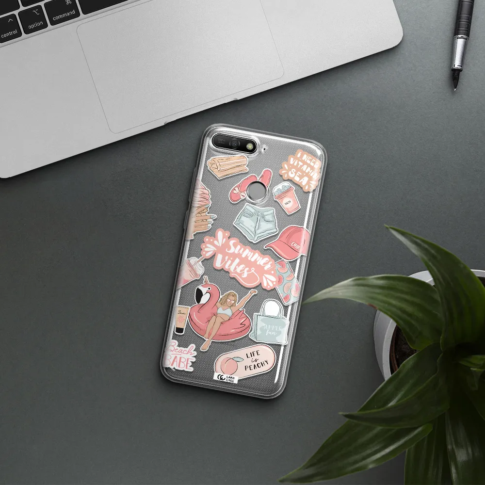 Summer Vibes Sticker Huawei Y6 Prime 2018 Clear TPU Case