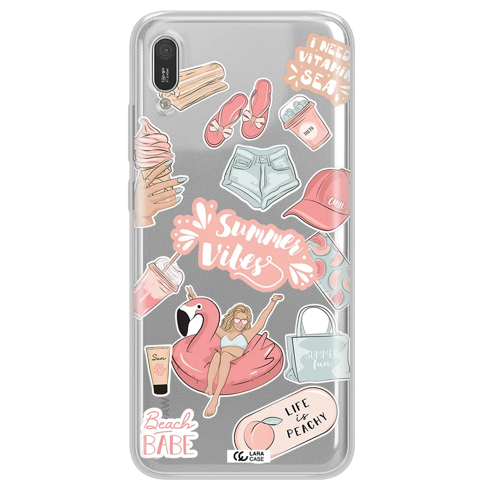 Summer Vibes Sticker Huawei Y6 Pro 2019 Clear TPU Case