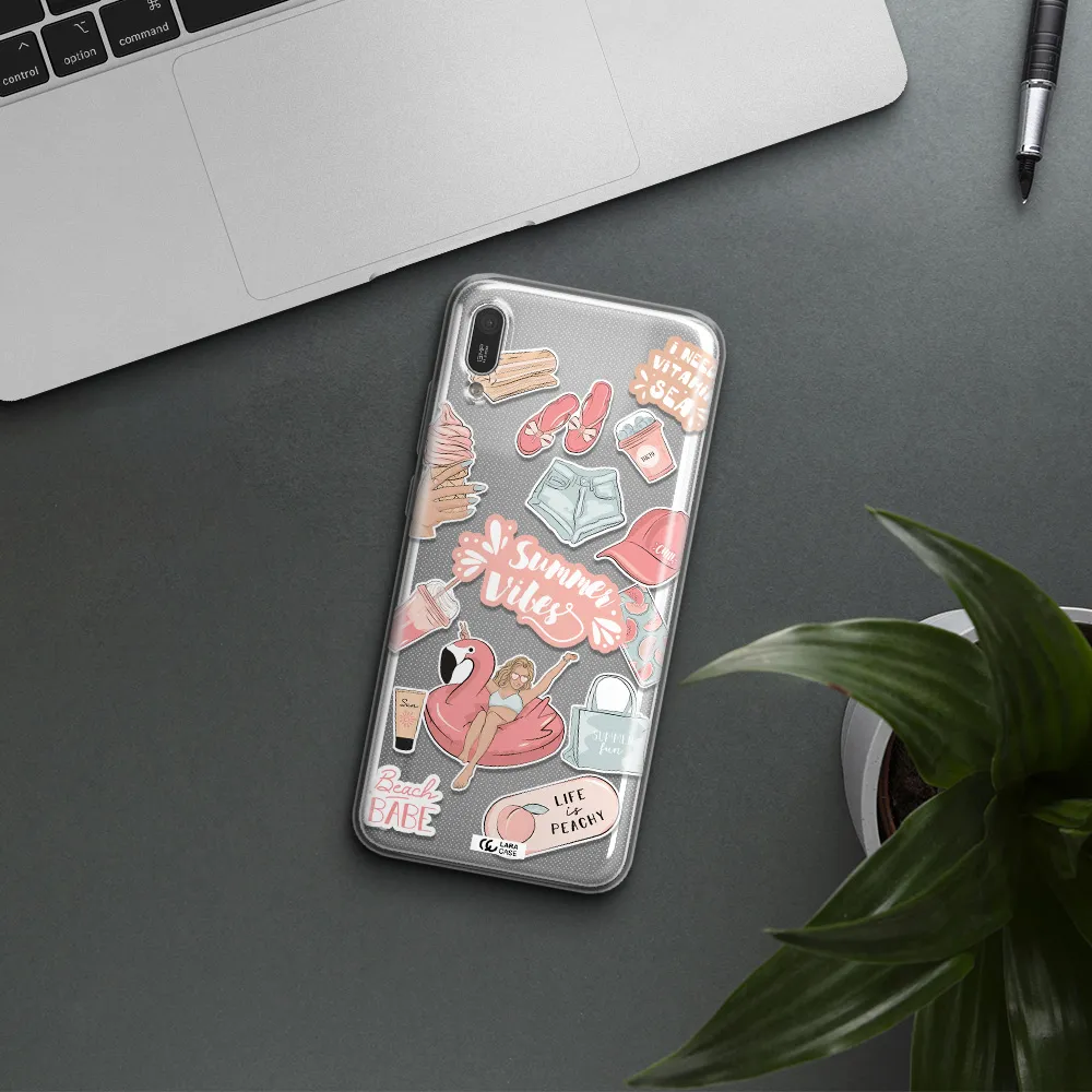 Summer Vibes Sticker Huawei Y6 Pro 2019 Clear TPU Case