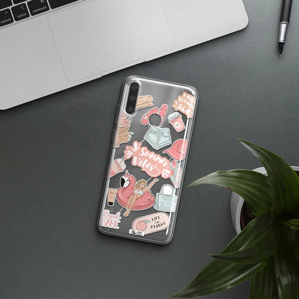 Summer Vibes Sticker Huawei Y6P Clear TPU Case