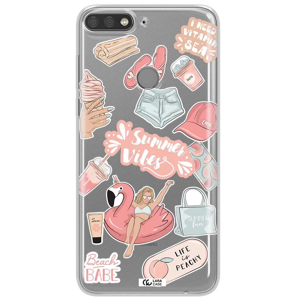 Summer Vibes Sticker Huawei Y7 Prime 2018 Clear TPU Case