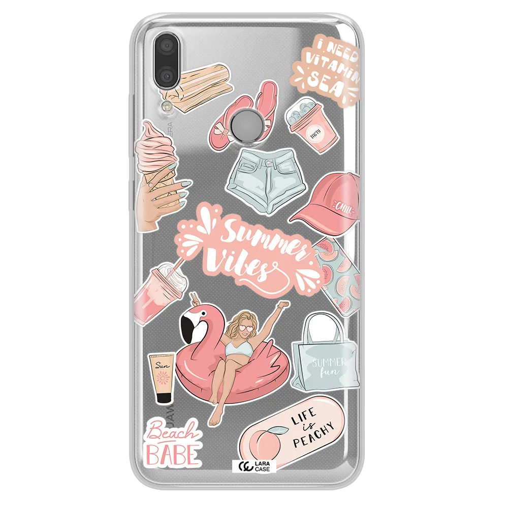 Summer Vibes Sticker Huawei Y9 2019 Clear TPU Case