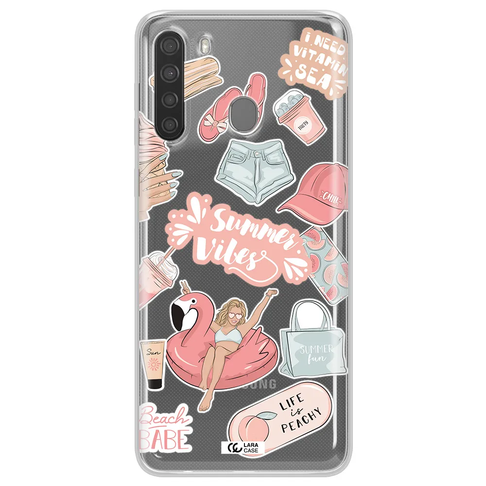 Summer Vibes Sticker Samsung A21 Clear TPU Case