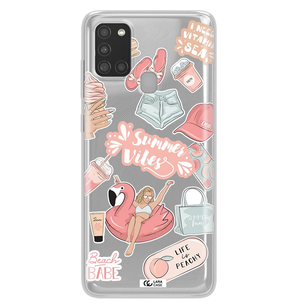 Summer Vibes Sticker Samsung A21S Clear TPU Case