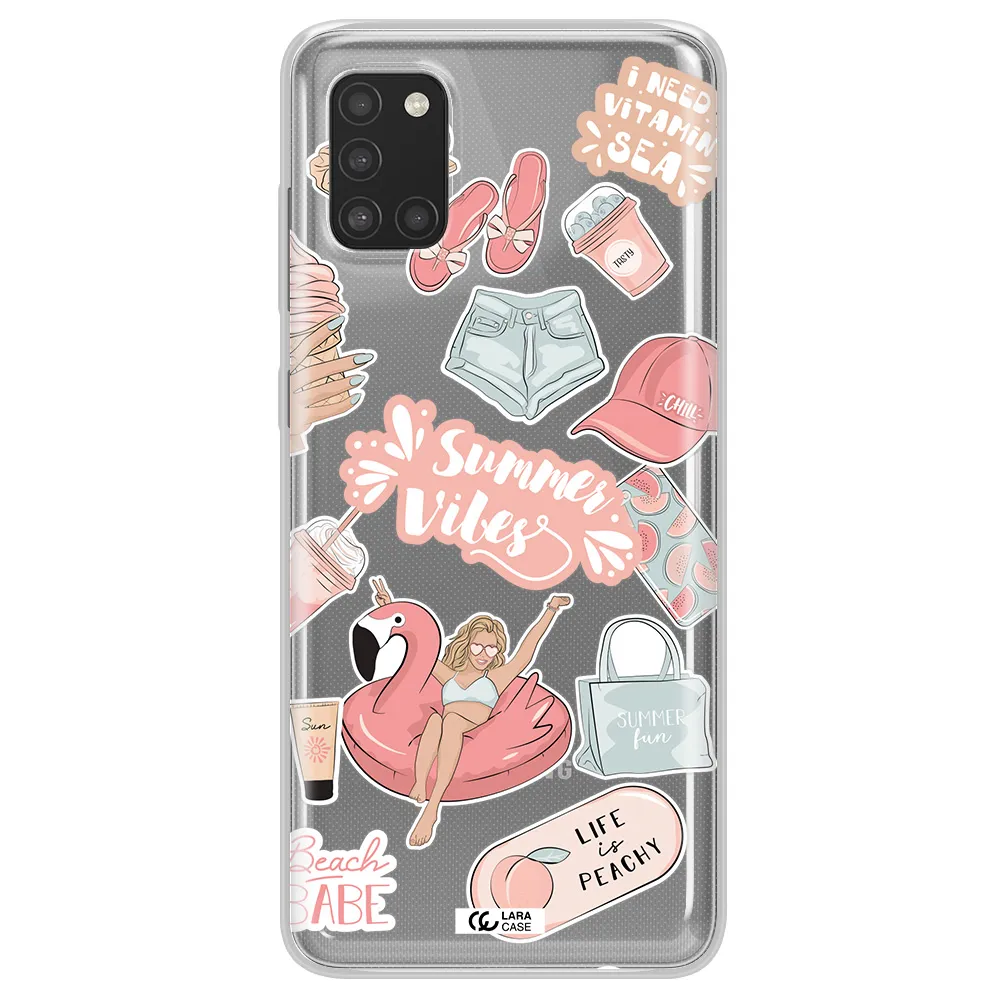 Summer Vibes Sticker Samsung A31 Clear TPU Case