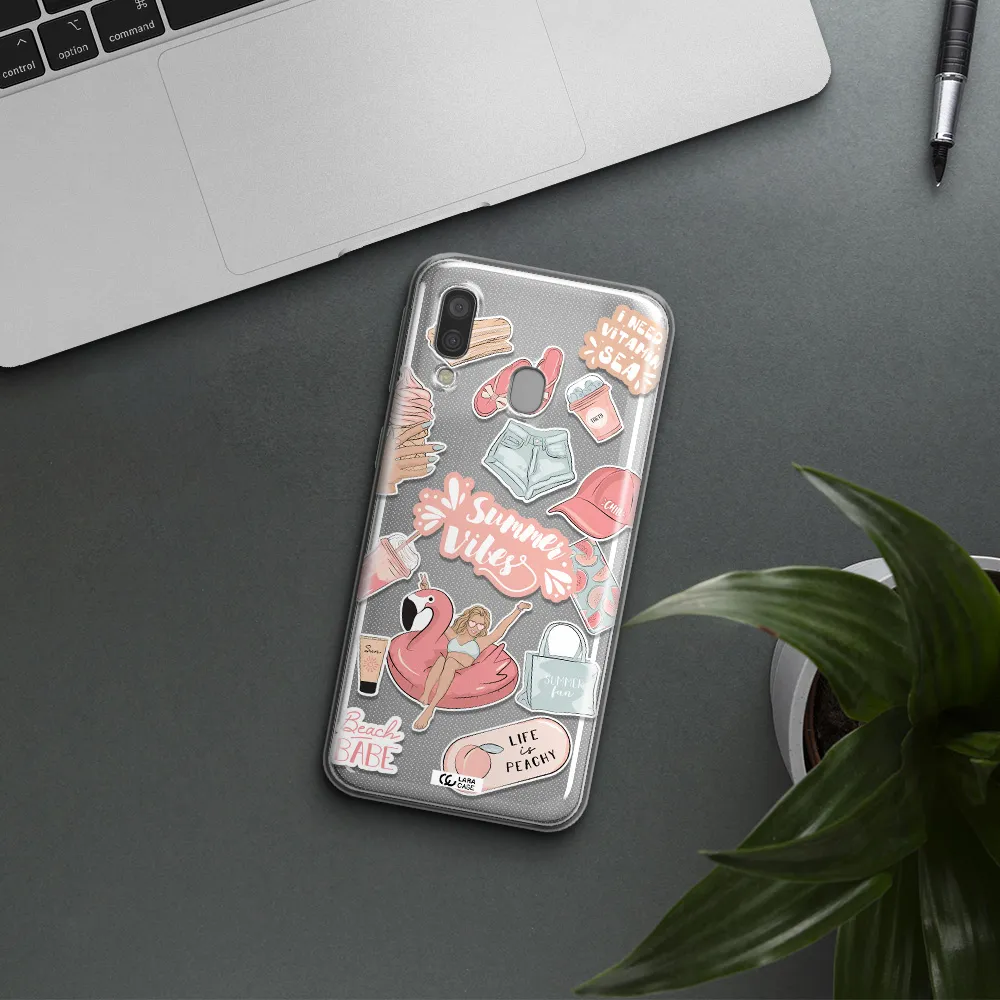 Summer Vibes Sticker Samsung A40 Clear TPU Case