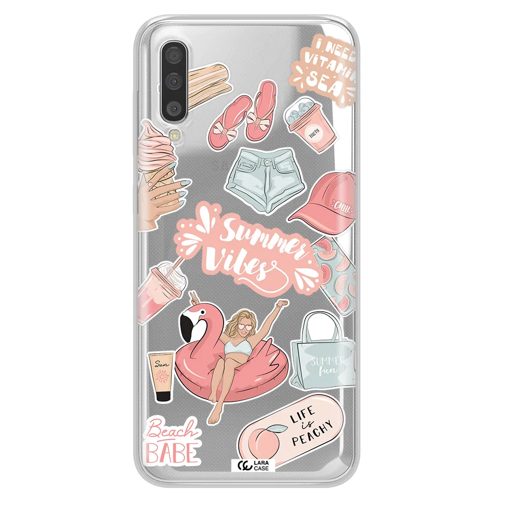 Summer Vibes Sticker Samsung A50 Clear TPU Case