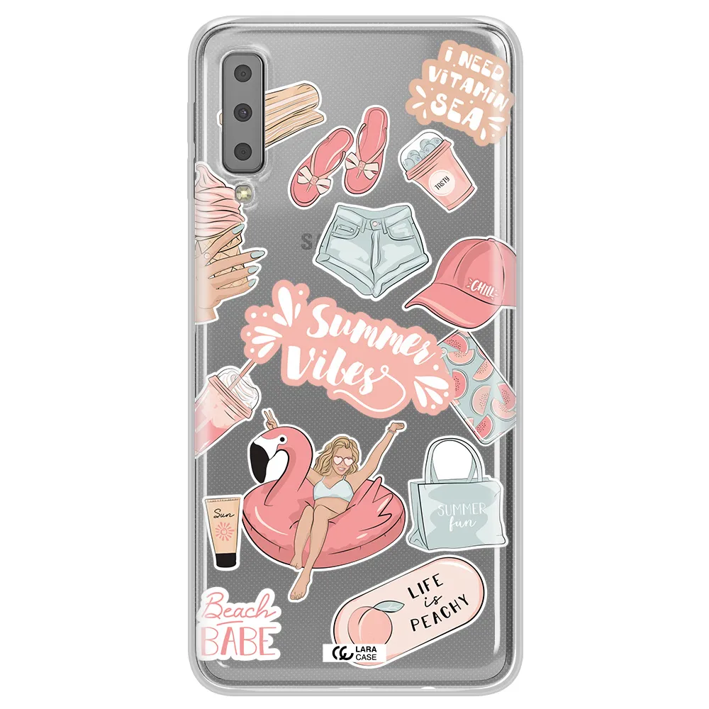 Summer Vibes Sticker Samsung A7 2018 Clear TPU Case