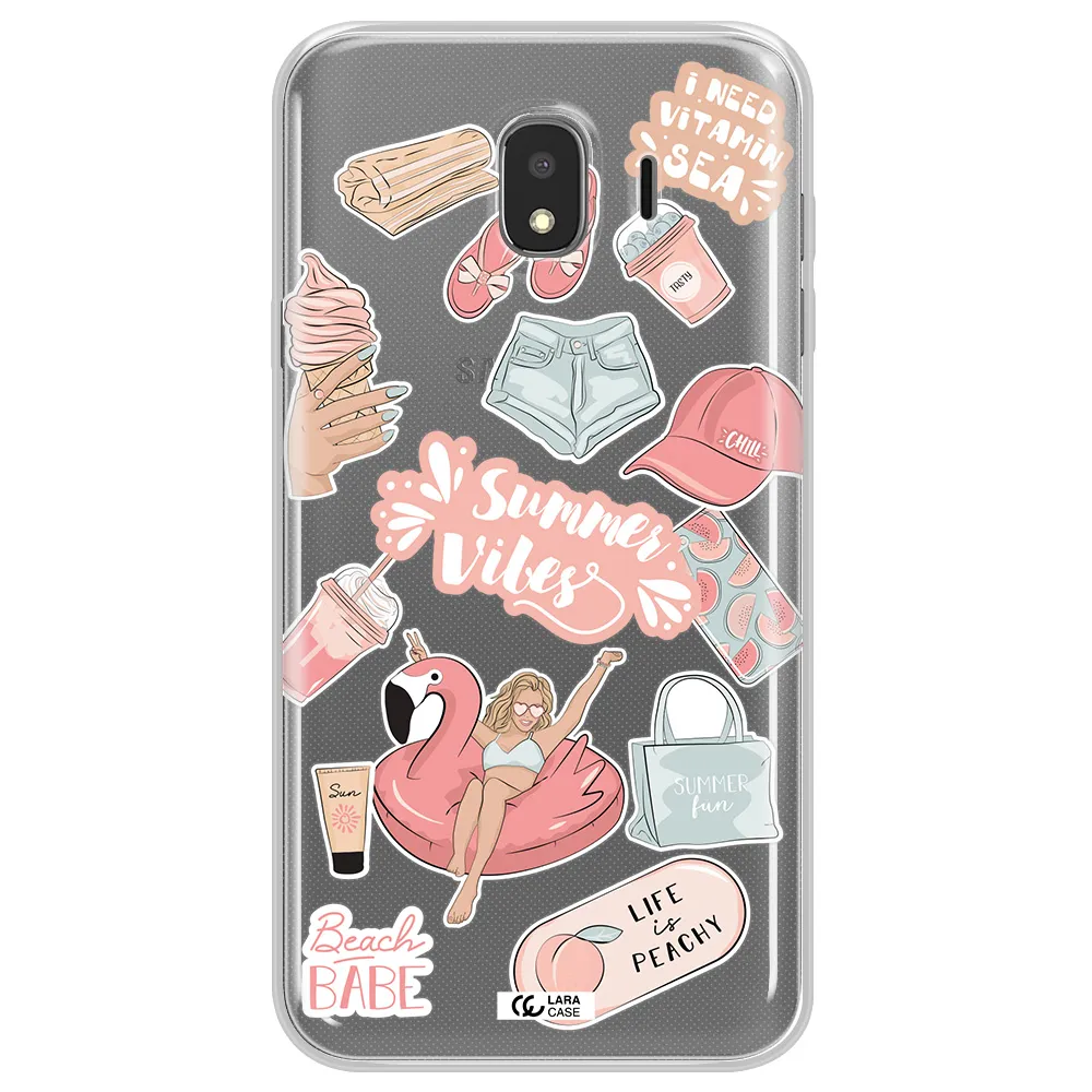 Summer Vibes Sticker Samsung J4 Clear TPU Case
