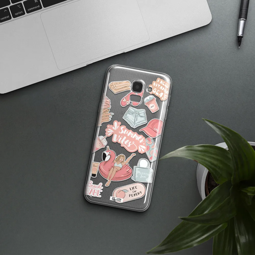 Summer Vibes Sticker Samsung J6 Clear TPU Case