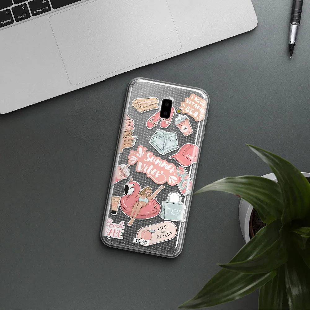 Summer Vibes Sticker Samsung J6 Plus Clear TPU Case