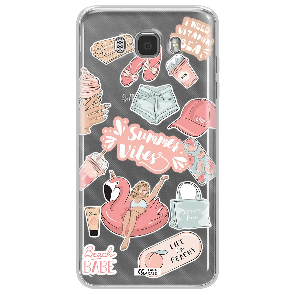 Summer Vibes Sticker Samsung J7 2016 Clear TPU Case