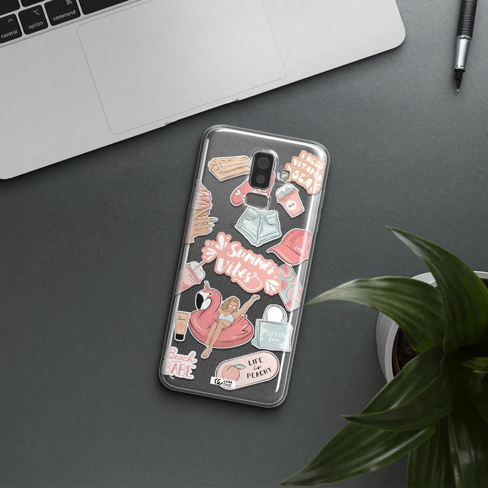 Summer Vibes Sticker Samsung J8 Clear TPU Case