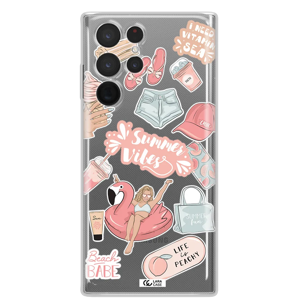 Summer Vibes Sticker Samsung S 22 Ultra Clear TPU Case