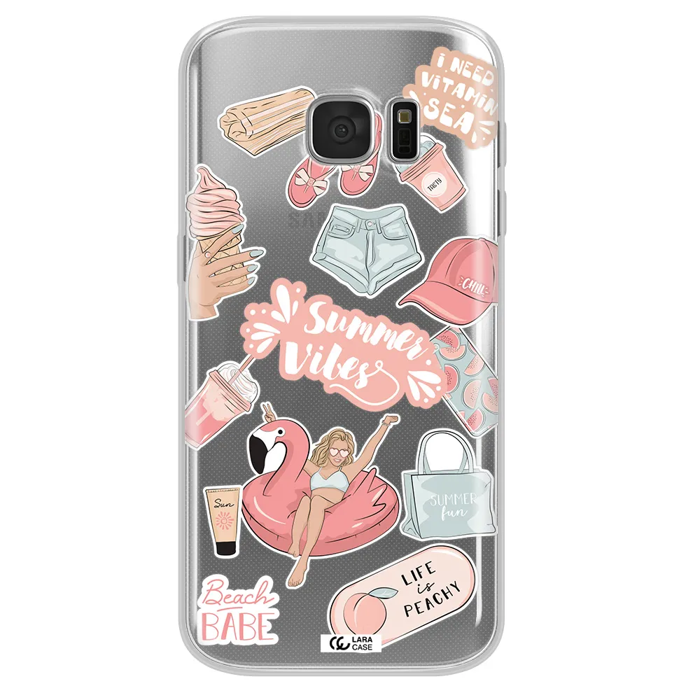 Summer Vibes Sticker Samsung S 7 Clear TPU Case