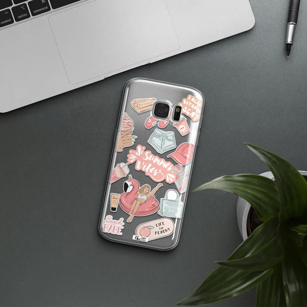 Summer Vibes Sticker Samsung S 7 Clear TPU Case