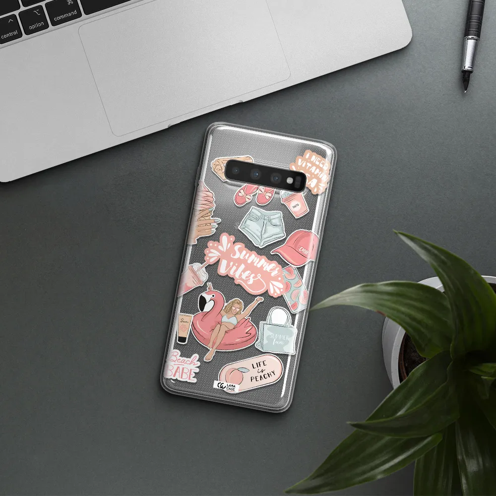 Summer Vibes Sticker Samsung S10 Plus Clear TPU Case
