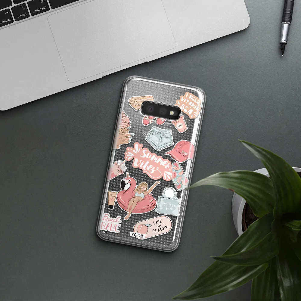 Summer Vibes Sticker Samsung S10e Clear TPU Case