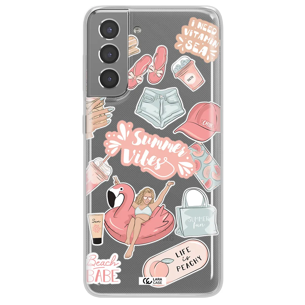 Summer Vibes Sticker Samsung S21 Plus Clear TPU Case