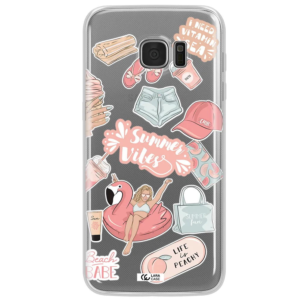 Summer Vibes Sticker Samsung S7 Edge Clear TPU Case