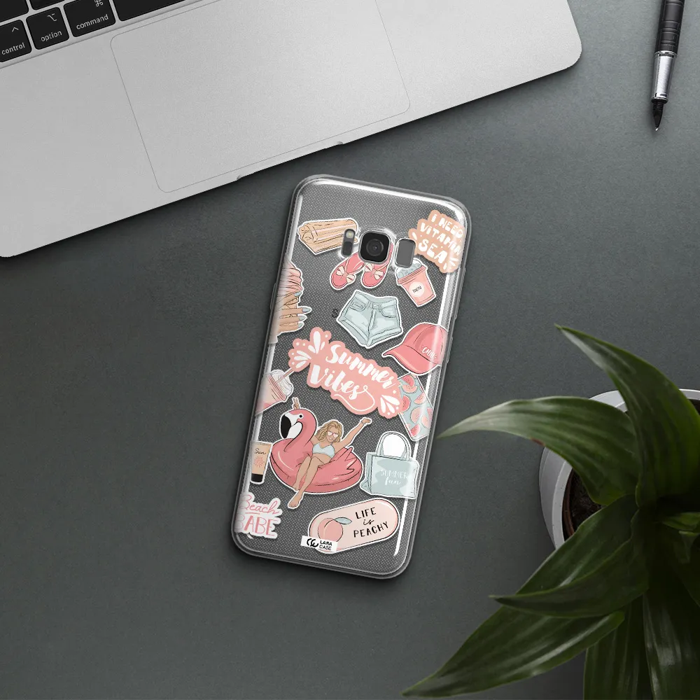 Summer Vibes Sticker Samsung S8 Clear TPU Case