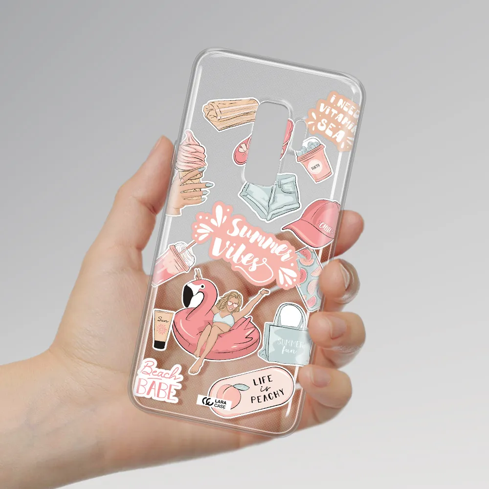 Summer Vibes Sticker Samsung S9 Plus Clear TPU Case