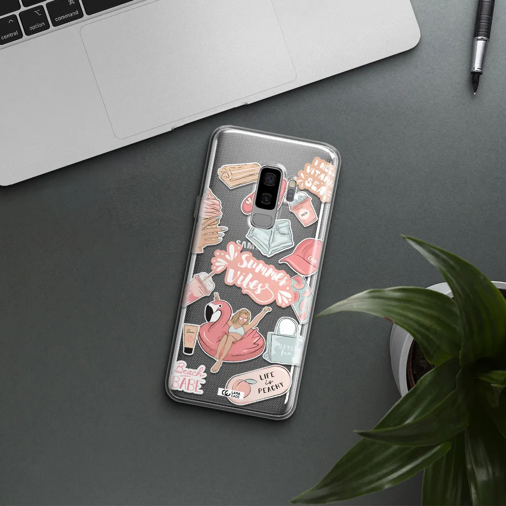 Summer Vibes Sticker Samsung S9 Plus Clear TPU Case