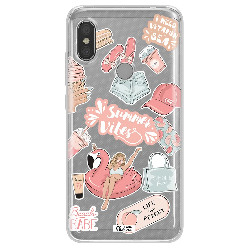 Summer Vibes Sticker Xiaomi Redmi Note 6 Pro Clear TPU Case