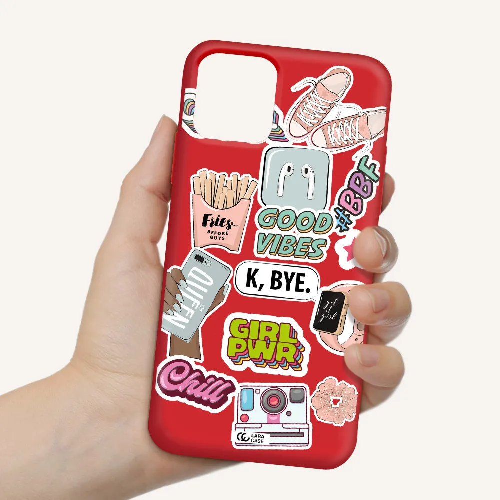 Girl Power Apple iPhone 11 pro max Silicone Imperial Red Case