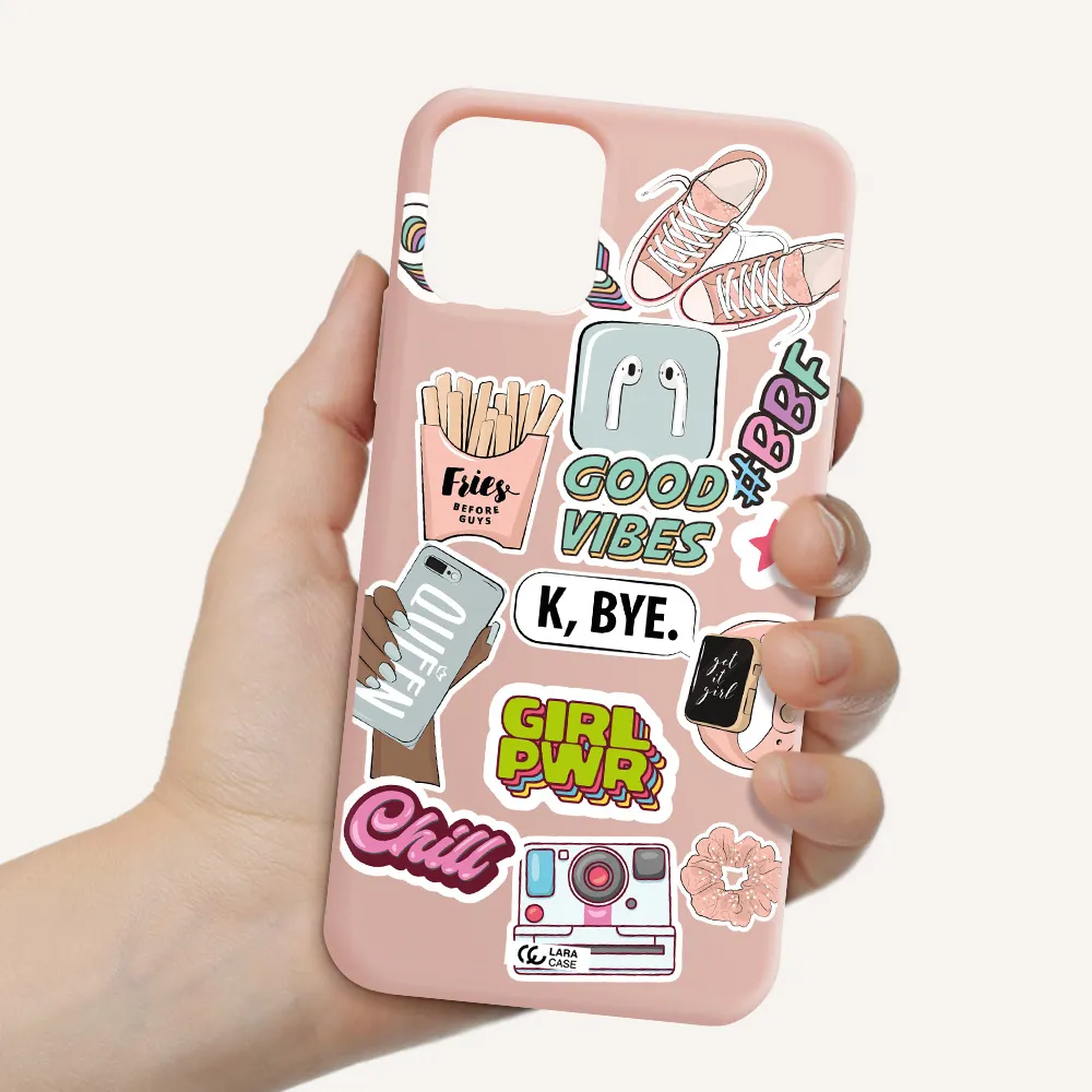 Girl Power Apple iPhone 11 pro max Silicone pastel pink Case