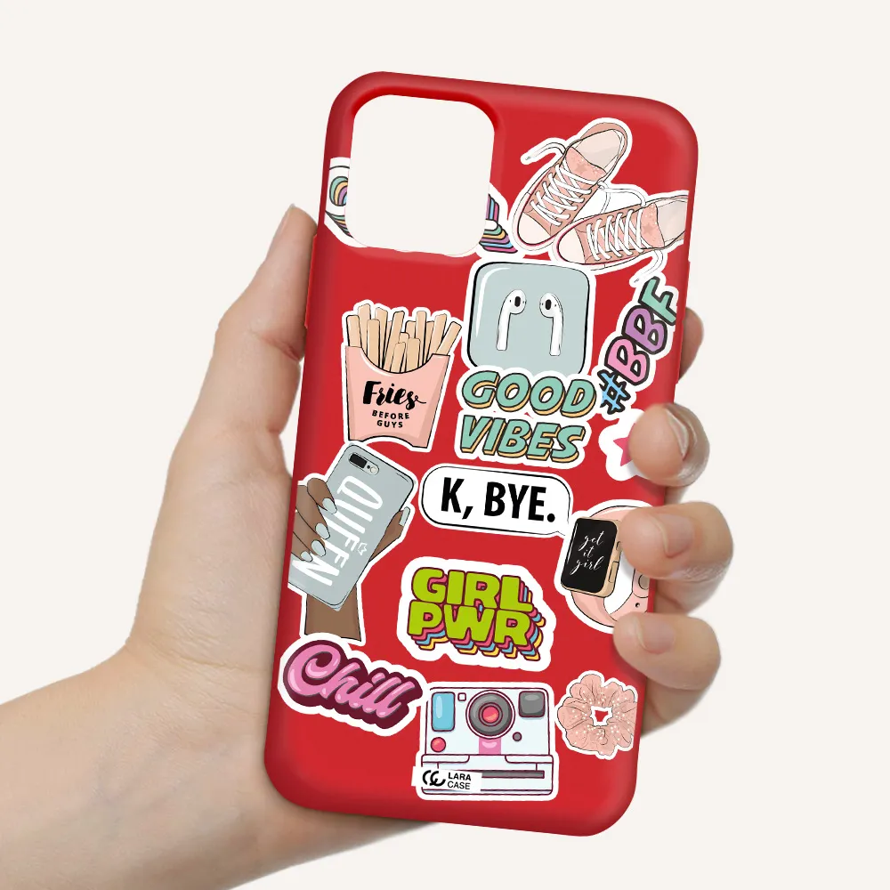 Girl Power Apple iPhone 11 pro Silicone Imperial Red Case