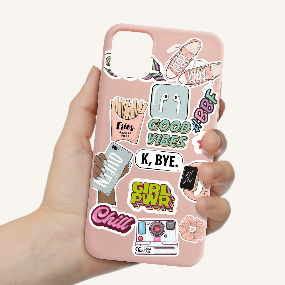 Girl Power Apple iPhone 11 Silicone pastel pink Case