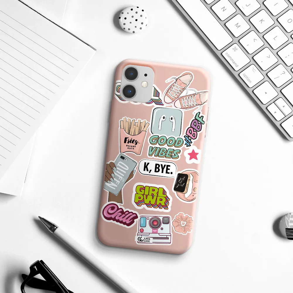 Girl Power Apple iPhone 11 Silicone pastel pink Case