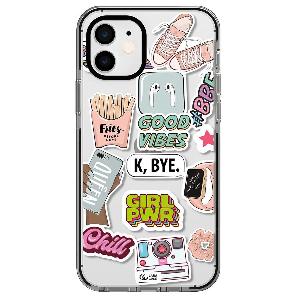 Girl Power Apple iPhone 12 impact black border Case