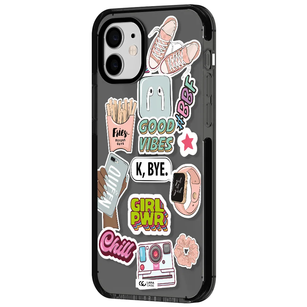 Girl Power Apple iPhone 12 impact Smoke Black Case