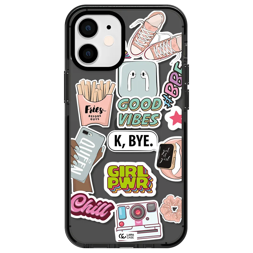 Girl Power Apple iPhone 12 mini impact Smoke Black Case